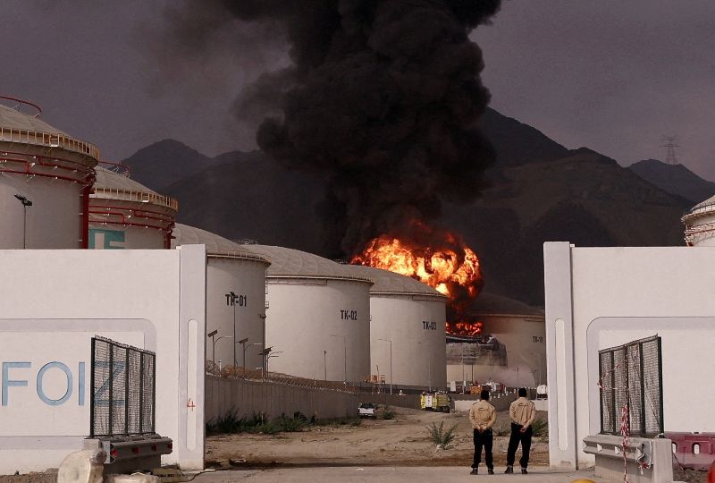 Some oil loading operations suspended after fire in UAE's Fujairah, sources say